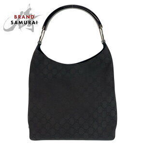 GUCCI black GG canvas shoulder bag